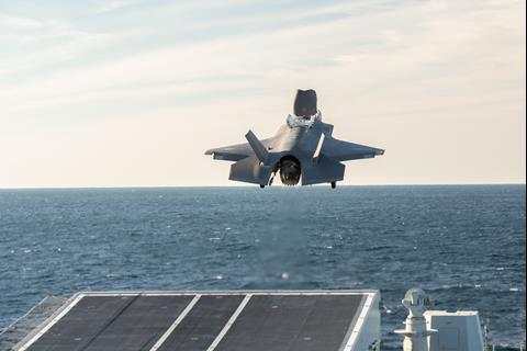 35 - F-35B conducting sea trials on the Italian Navy's ITS Cavour aircraft carrier